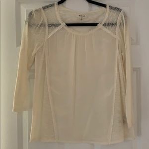 Madewell cream colored 3/4 sleeve lace top